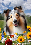 Collie Blue Merle - Best of Breed  Summer Fields Outdoor House and Garden Flag