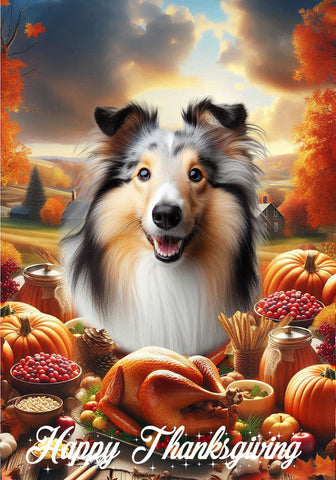 Collie Blue Merle - Best of Breed  Thanksgiving Outdoor House and Garden Flag