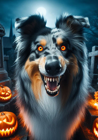 Collie Blue Merle -  Best of Breed DCR Halloween Outdoor House and Garden Flag