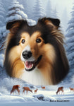 Collie Sable - Best of Breed  Winter Wonderland Outdoor House and Garden Flag