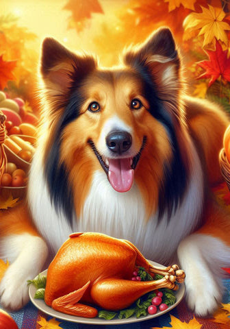 Collie Sable -  Best of Breed DCR Thanksgiving Outdoor House and Garden Flag