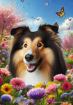 Collie Sable - Best of Breed  Spring Butterflies Outdoor House and Garden Flag