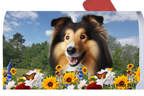 Collie Sable - Best of Breed Summer Flowers Mailbox Cover Hi-Grade Vinyl 6" x 19"