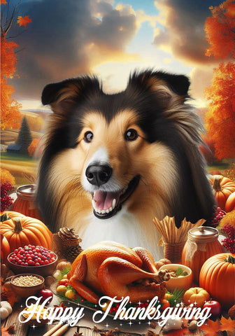 Collie Sable - Best of Breed  Thanksgiving Outdoor House and Garden Flag