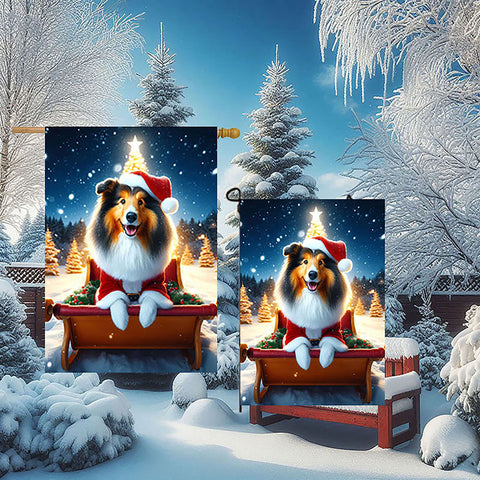 Collie Sable -  Best of Breed DCR Christmas Outdoor House and Garden Flag