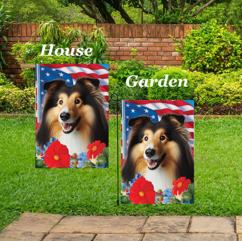 Collie Sable - Best of Breed  Patriotic I All-American Outdoor House and Garden Flag