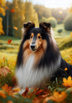 Collie Tri -  Best of Breed DCR Falling Leaves Outdoor Flag