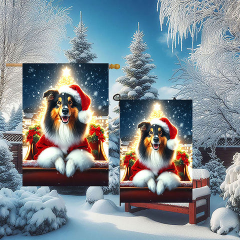 Collie Tri -  Best of Breed DCR Christmas Outdoor House and Garden Flag