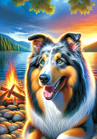 Collie Blue Merle -  Best of Breed DCR Summer Camping   Outdoor House and Garden Flag