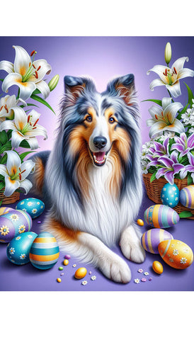 Collie Blue Merle -  Best of Breed DCR Easter Holiday    Outdoor House and Garden Flag