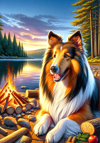 Collie Sable -  Best of Breed DCR Summer Camping   Outdoor House and Garden Flag