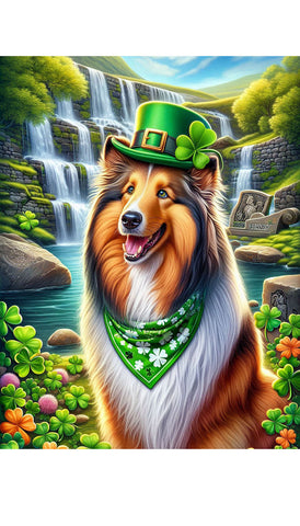 Collie Sable -  Best of Breed DCR Saint Patricks Day Day Outdoor House and Garden Flag