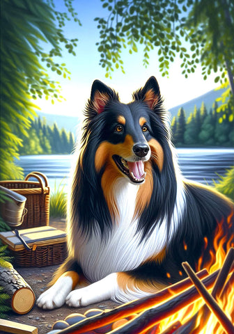 Collie Tri -  Best of Breed DCR Summer Camping   Outdoor House and Garden Flag