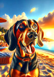 Black and Tan Coonhound -  Best of Breed DCR Summer Sunset Outdoor House and Garden Flag
