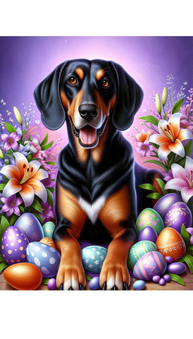 Black and Tan Coonhound -  Best of Breed DCR Easter Holiday    Outdoor House and Garden Flag