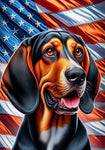 Black and Tan Coonhound -  Best of Breed DCR Patriotic III   Outdoor House and Garden Flag