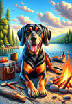 Black and Tan Coonhound -  Best of Breed DCR Summer Camping   Outdoor House and Garden Flag