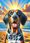 Blue Tick Coonhound -  Best of Breed DCR Summer Sunset Outdoor House and Garden Flag