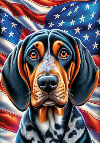 Blue Tick Coonhound -  Best of Breed DCR Patriotic III   Outdoor House and Garden Flag