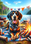 Blue Tick Coonhound -  Best of Breed DCR Summer Camping   Outdoor House and Garden Flag