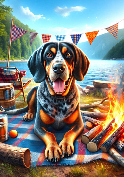 Blue Tick Coonhound -  Best of Breed DCR Summer Camping   Outdoor House and Garden Flag