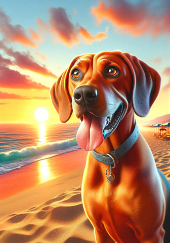 Red Bone Coonhound - Best of Breed DCR Summer Sunset Outdoor House and Garden Flag