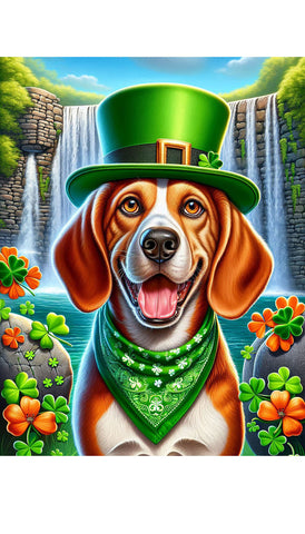 Red Bone Coonhound - Best of Breed DCR Saint Patricks Day Day Outdoor House and Garden Flag