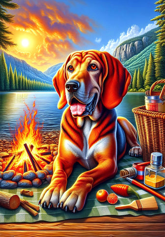 Red Bone Coonhound - Best of Breed DCR Summer Camping   Outdoor House and Garden Flag