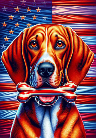 Red Bone Coonhound - Best of Breed DCR Patriotic III   Outdoor House and Garden Flag
