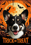 Corgi Cardigan Black/White - Best of Breed  Halloween Outdoor House and Garden Flag