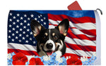 Corgi Cardigan Black/White - Best of Breed Patriotic Mailbox Cover Hi-Grade Vinyl 6" x 19"