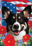 Corgi Cardigan Black/White - Best of Breed  Patriotic I All-American Outdoor House and Garden Flag