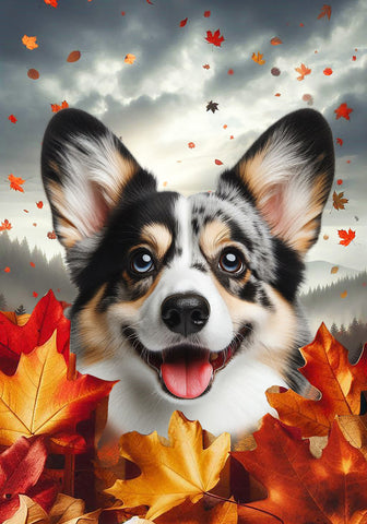 Corgi Cardigan Blue Merle - Best of Breed  Thanksgiving Outdoor House and Garden Flag