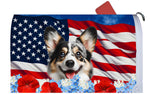 Corgi Cardigan Blue Merle - Best of Breed Patriotic Mailbox Cover Hi-Grade Vinyl 6" x 19"