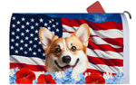 Corgi Cardigan Fawn/White - Best of Breed Patriotic Mailbox Cover Hi-Grade Vinyl 6" x 19"