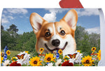 Corgi Cardigan Fawn/White - Best of Breed Summer Flowers Mailbox Cover Hi-Grade Vinyl 6" x 19"