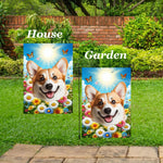 Corgi Cardigan Fawn/White - Best of Breed  Summer Butterflies Outdoor House and Garden Flag