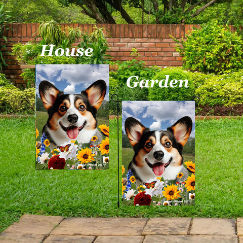 Corgi Cardigan Open Tri - Best of Breed  Summer Fields Outdoor House and Garden Flag