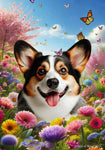 Corgi Cardigan Open Tri - Best of Breed  Spring Butterflies Outdoor House and Garden Flag