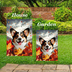 Corgi Cardigan Open Tri - Best of Breed  Fall Leaves Outdoor House and Garden Flag