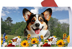 Corgi Cardigan Open Tri - Best of Breed Summer Flowers Mailbox Cover Hi-Grade Vinyl 6" x 19"