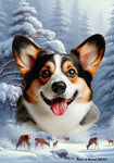 Corgi Cardigan Open Tri - Best of Breed  Winter Wonderland Outdoor House and Garden Flag