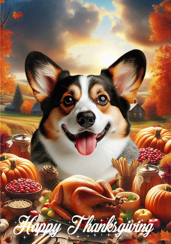 Corgi Cardigan Open Tri - Best of Breed  Thanksgiving Outdoor House and Garden Flag