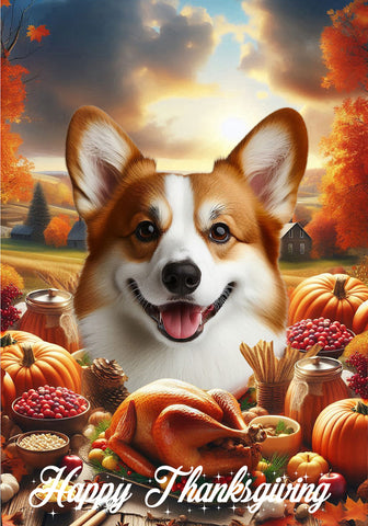 Corgi Cardigan Red/White - Best of Breed  Thanksgiving Outdoor House and Garden Flag