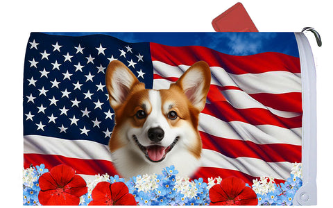 Corgi Cardigan Red/White - Best of Breed Patriotic Mailbox Cover Hi-Grade Vinyl 6" x 19"