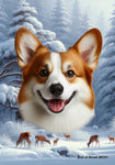 Corgi Cardigan Red/White - Best of Breed  Winter Wonderland Outdoor House and Garden Flag