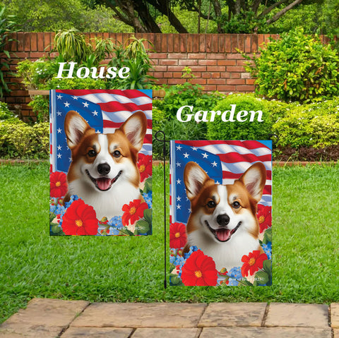 Corgi Cardigan Red/White - Best of Breed  Patriotic I All-American Outdoor House and Garden Flag