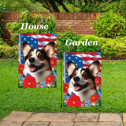 Corgi Cardigan Tri - Best of Breed  Patriotic I All-American Outdoor House and Garden Flag