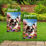 Corgi Cardigan Tri - Best of Breed  Spring Butterflies Outdoor House and Garden Flag