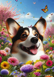 Corgi Cardigan Tri - Best of Breed  Spring Butterflies Outdoor House and Garden Flag